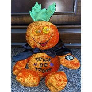 VTG Dan Dee Halloween Plush Jack-O-Lantern Trick Or Treat Giggles & Sings 13"